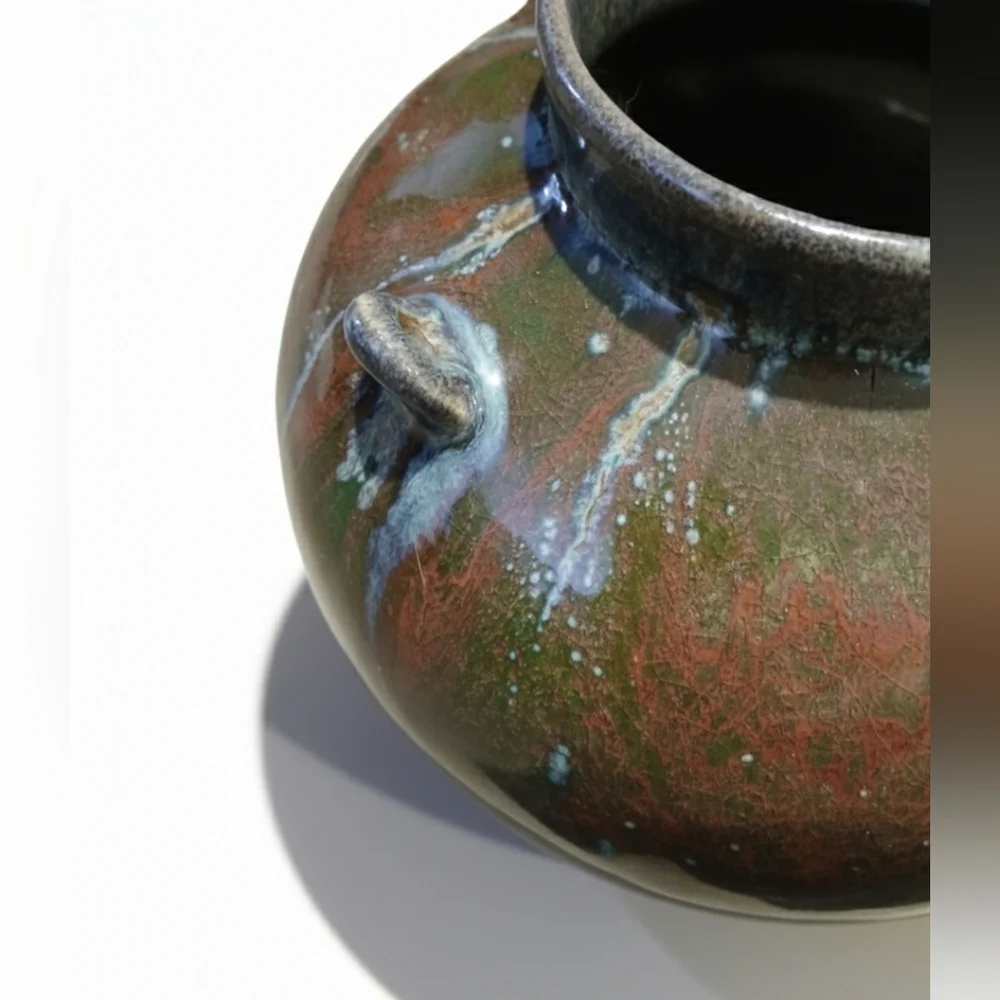Pier 1 Red & Green Drip Glaze Vase